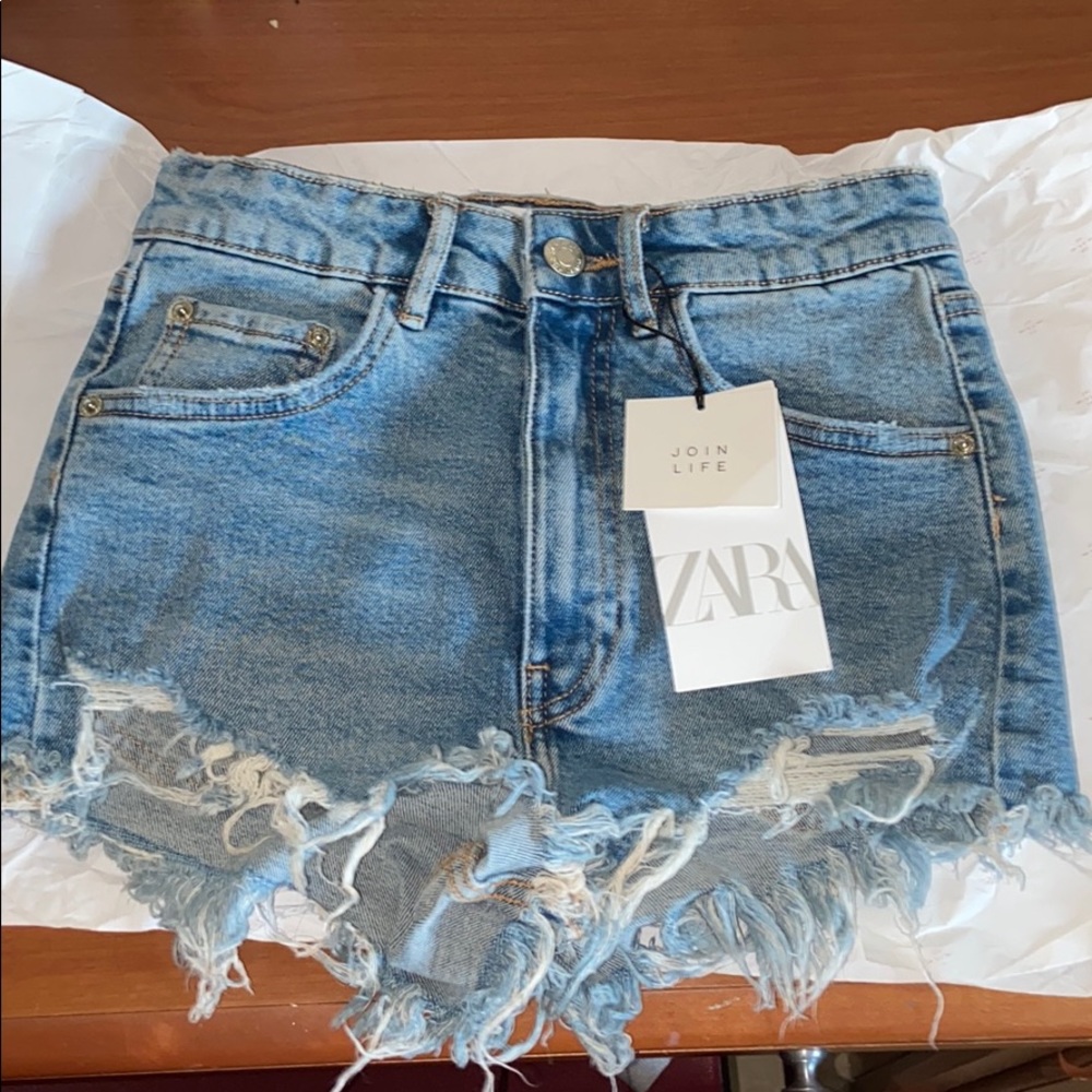 Zara High Rise Denim Shorts